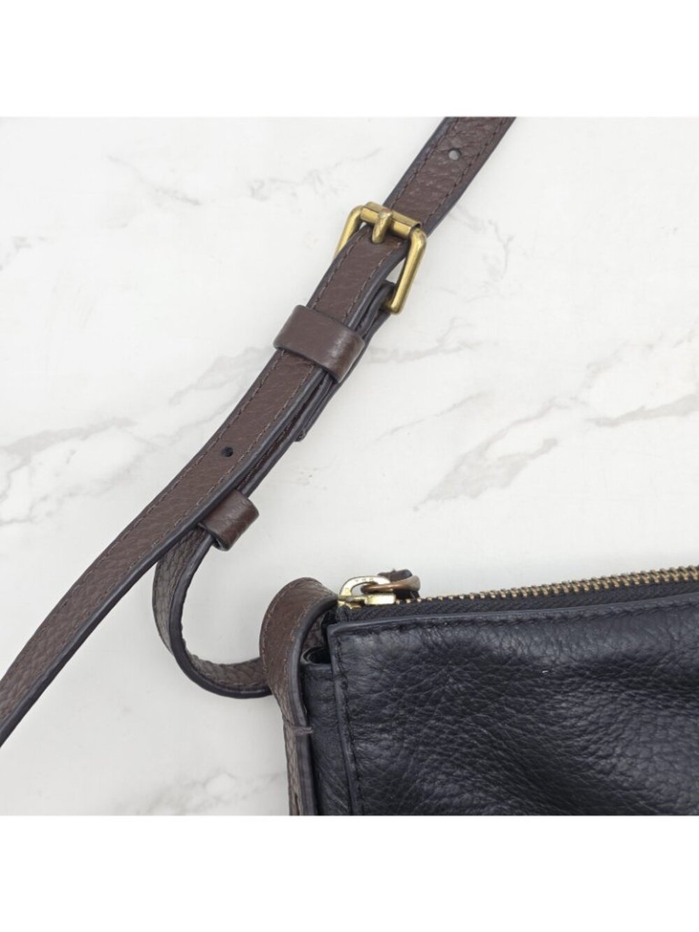 Fossil Crossbody Bag Womens Gemma Black Pebbled Leather Colorblock Zip Timeless - Picture 14 of 16
